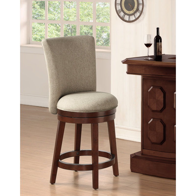 Charlton Home® Davila Upholstered Counter Height 24" Swivel Bar Stool